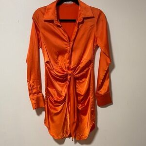 Vibrant Orange Long Sleeve Dress